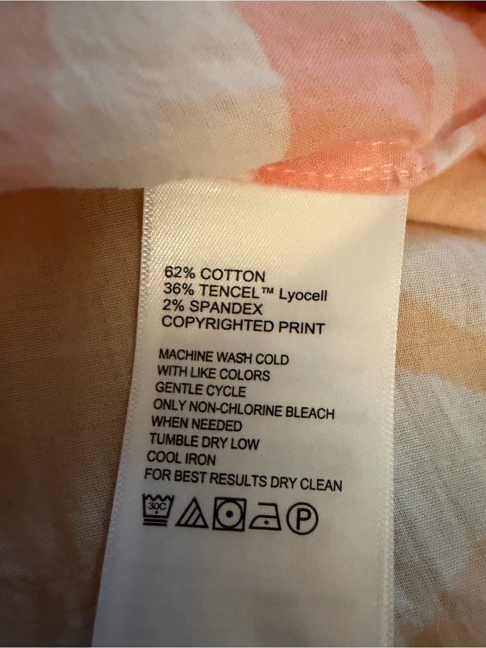 Tommy Bahama Peach, Floral Blouse with Flounce Cuff Sleeves. - Picture 4 of 5